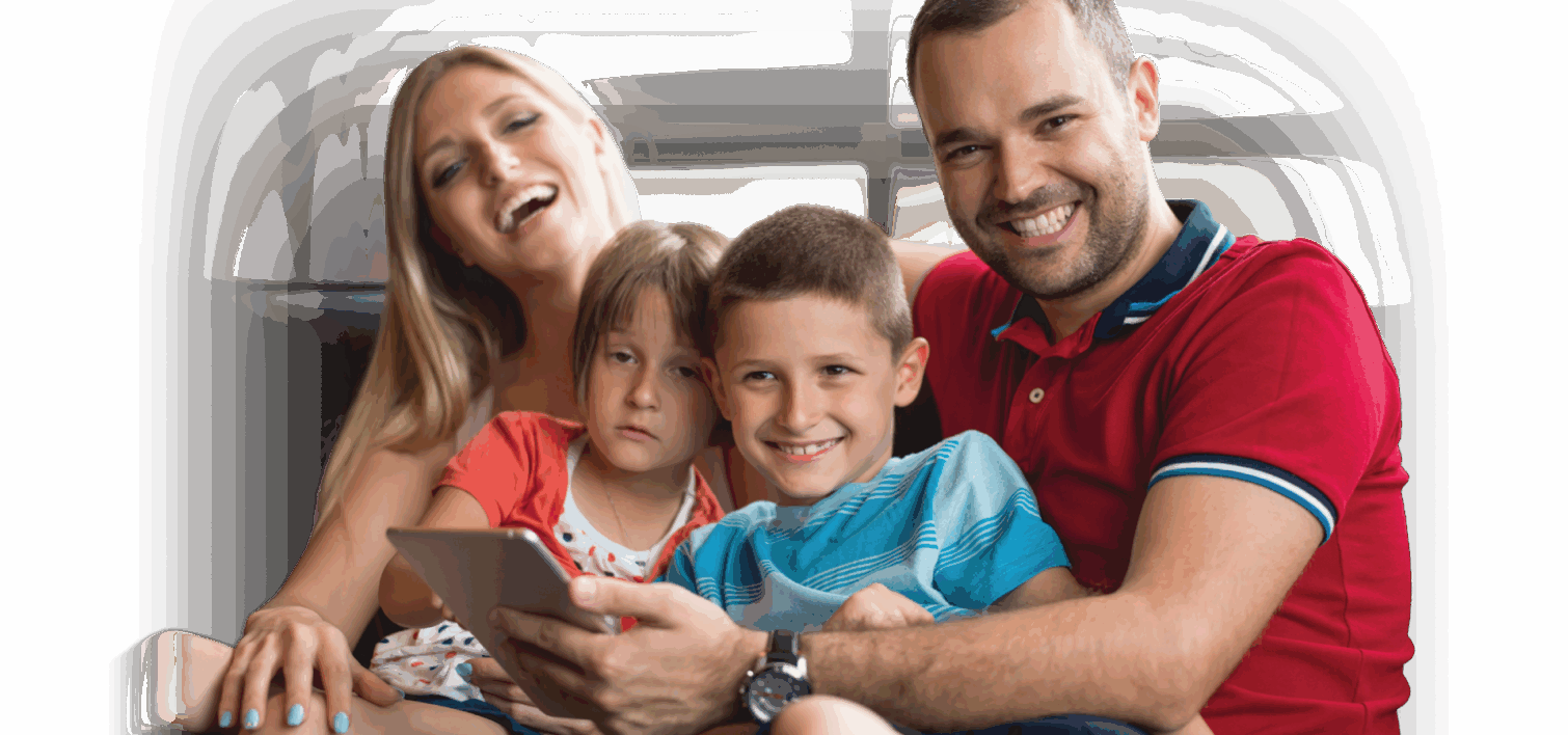 Faded image of a family