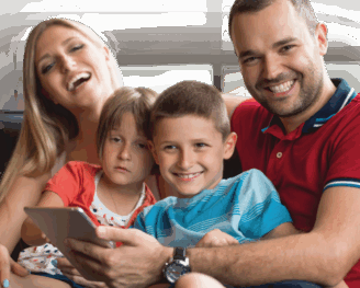 Faded image of a family