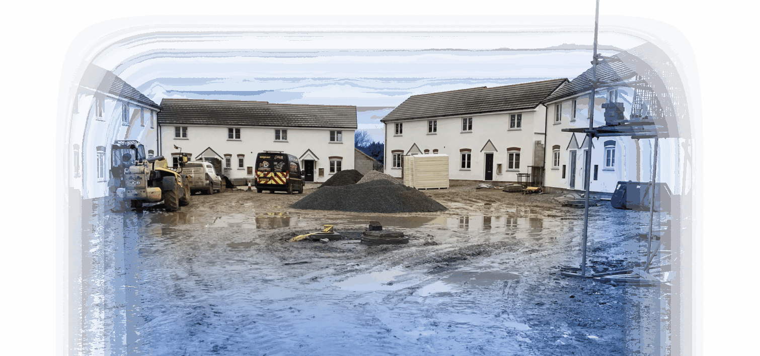 Faded image of a housing development