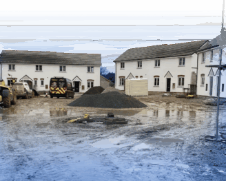 Faded image of a housing development