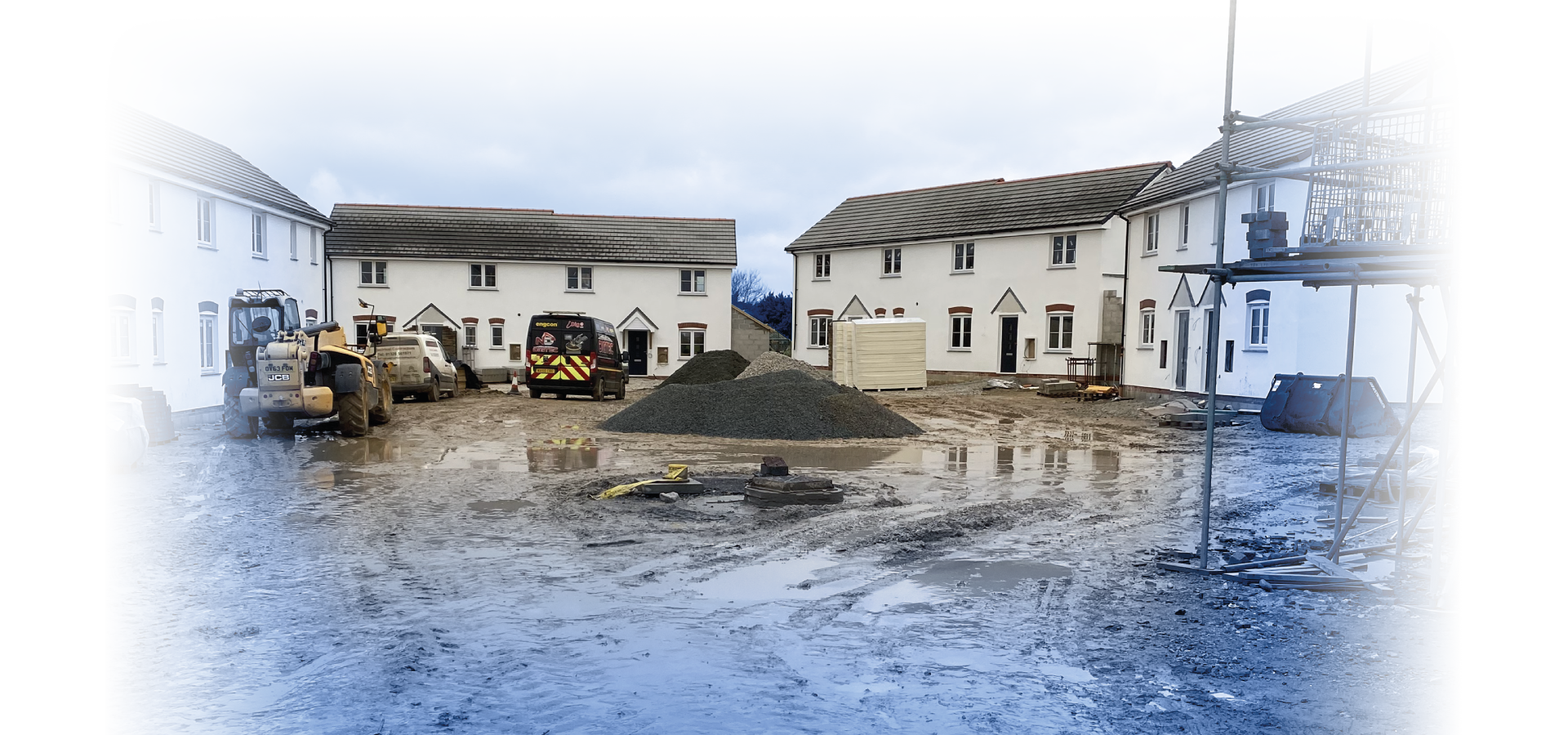 Faded image of a housing development