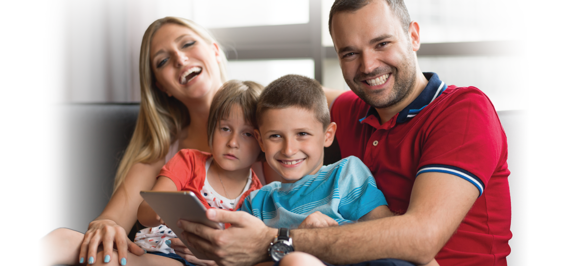 Faded image of a family